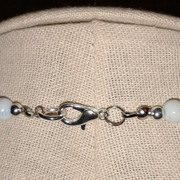 Blue and White Marble-Style Glass bead Necklace and Earring set - Picture 8 of 8